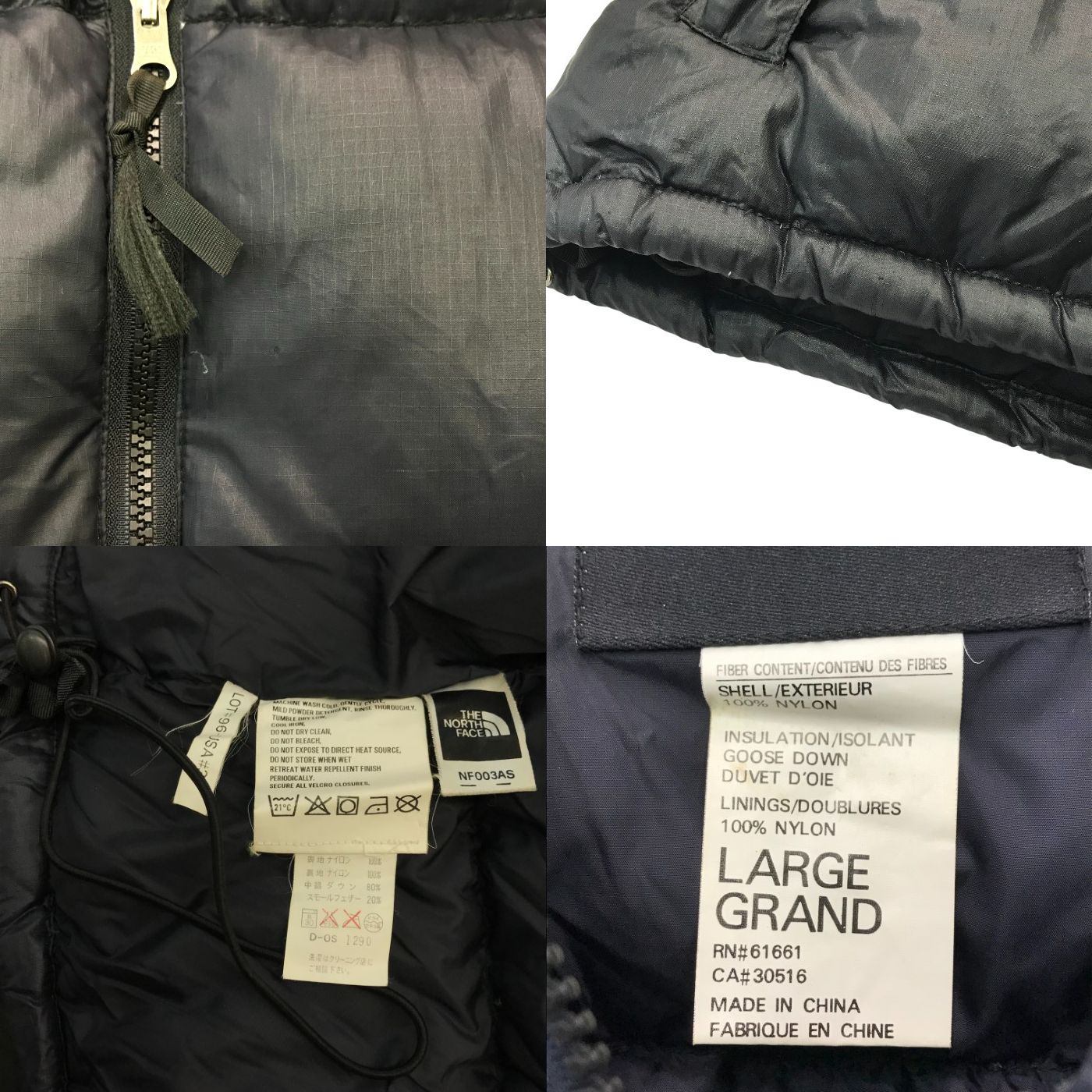 THE NORTH FACE ザノースフェイス ヌプシ ダウンジャケット メンズ 冬 パッカブルフード 防寒 肉厚 ブラック Lサイズ NF003AS 中古 T1
