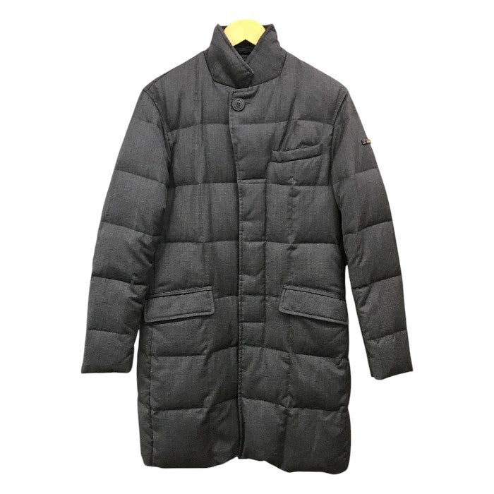 EMPORIO ARMANI JEANS エンポリオアルマーニ ジーンズ ダウンコート メンズ ハーフ ロング シンプル 無地 グレー Sサイズ L15GK 中古 T1