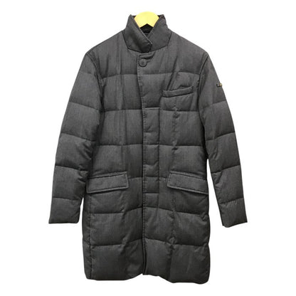 EMPORIO ARMANI JEANS エンポリオアルマーニ ジーンズ ダウンコート メンズ ハーフ ロング シンプル 無地 グレー Sサイズ L15GK 中古 T1