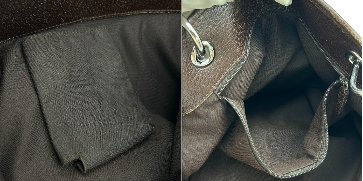 GUCCI グッチ GGキャンバス トート バッグ 120836 ブラウン 鞄 ブランド レディース おしゃれ レザー 中古 W４