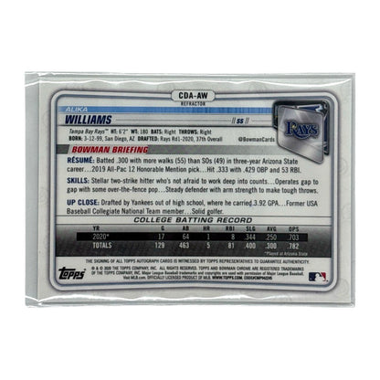 TOPPS MLBカード BOWMAN CHROME 1ST ALIKA WILLIAMS TAMPA BAY RAYS /499 #CDA-AW 中古 IT1