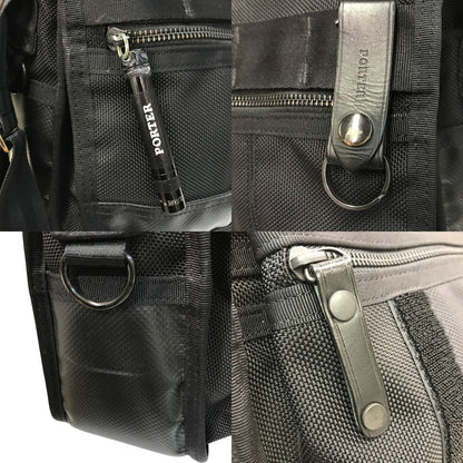 PORTER ポーター ヒート ショルダーバッグ ユニセックス ナイロン HEAT フラップ 斜め掛け コンパクト ブラック 703-06974 中古 T1