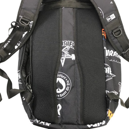 NEWERA × THRASHER リュック メンズ コラボ バックパック 総柄 大容量 ノートパソコン収納 ブラック 中古 T1