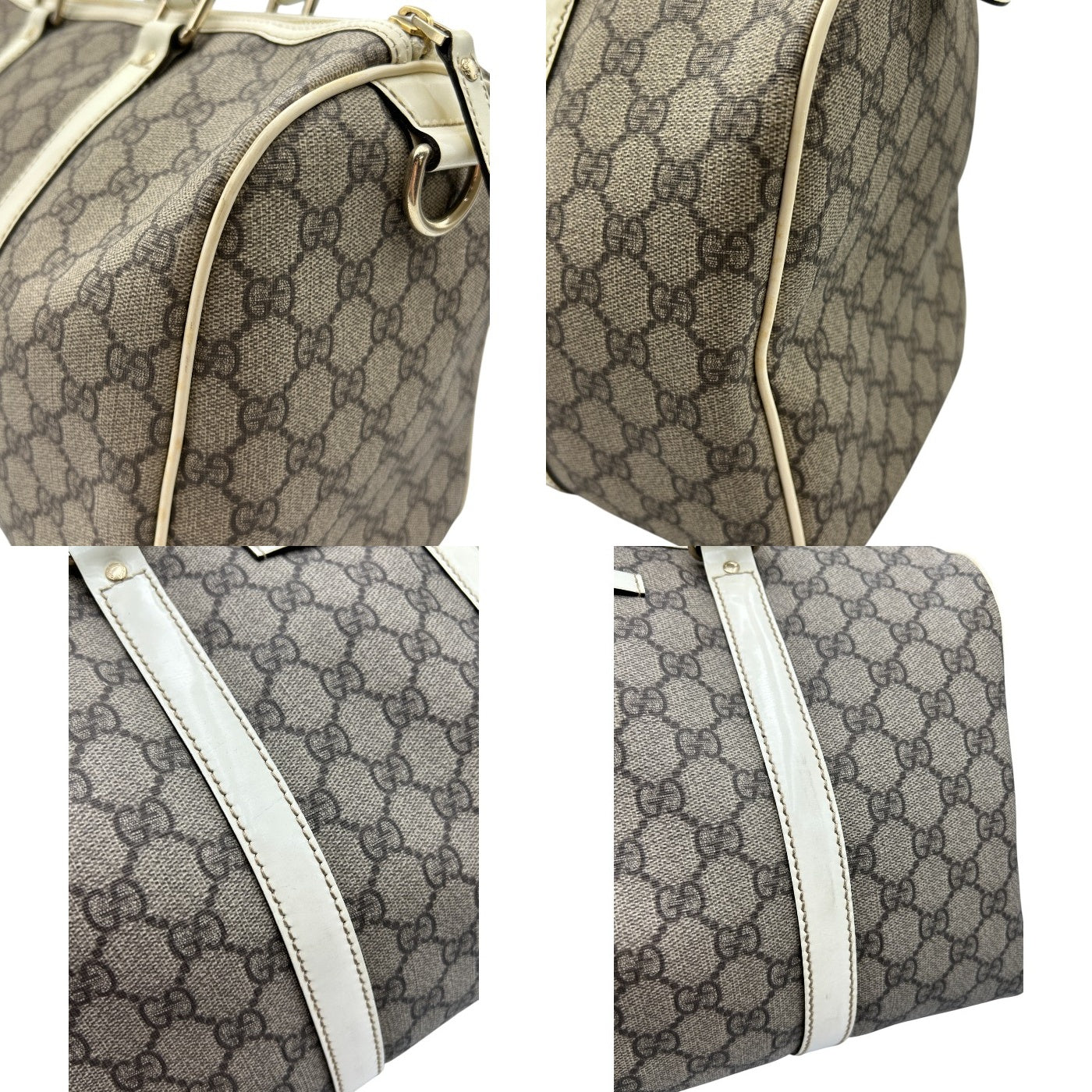 GUCCI グッチ ボストンバッグ ユニセックス GGプラス ホワイト/グレー 193603 鞄 おしゃれ ブランド エナメル レディース メンズ 中古 W４