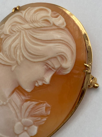 K18 シェルカメオ ブローチ 女性の横顔 中古 4