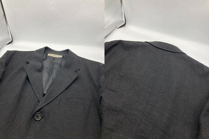 IISSEY MIYAKE MEN イッセイミヤケ メン リネン 縮絨加工 テーラードジャケット ME22FD634 サイズ3 ブラック 中古 D4