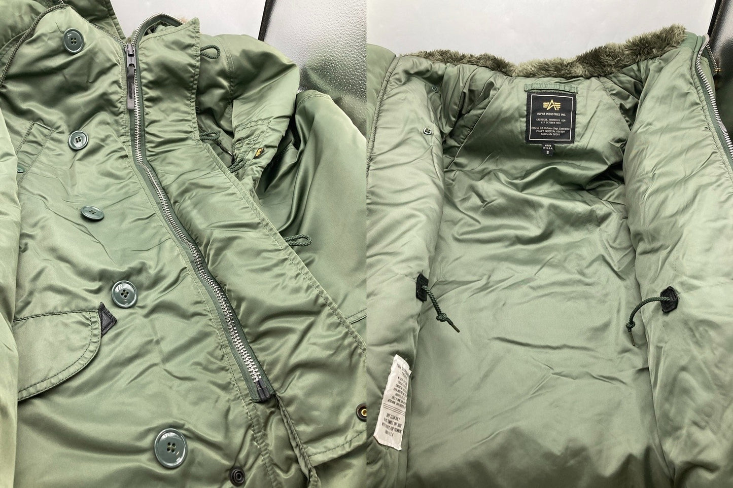 ALPHA INDUSTRIES アルファ インダストリーズ USA製 フライトジャケット N-3B サイズS メンズ 中古 D4