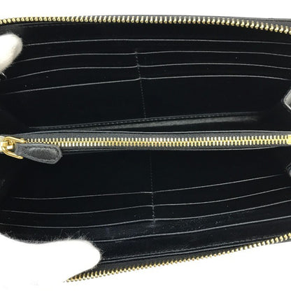 PRADA プラダ VITELLO MOVE TR ヴィッテロムーブ 長財布 メンズ ラウンドファスナー ジップ レザー 三角プレート ブラック 1ML506 中古 T1