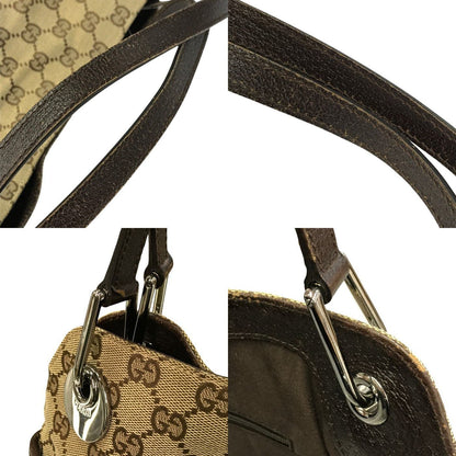 GUCCI グッチ GGキャンバス ハンドバッグ レディース キャンバス/レザー セミショルダー トート A4収納 カーキ/ブラウン 121023 中古 T1