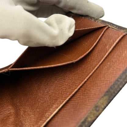 LOUIS VUITTON ルイヴィトン モノグラム ポルトモネビエ 三つ折り財布 M61660 ブランド コンパクト 財布 メンズ レディース ダブルホック 中古 W４