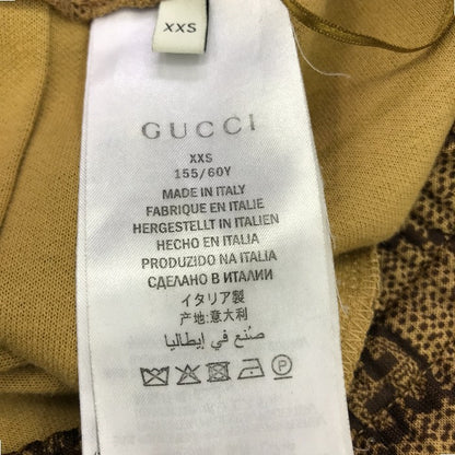 GUCCI グッチ テクニカル ジャージースカート レディース 秋冬 ロング GG柄 プリーツ ブラウン XXS ブランド 総柄 かわいい ウエスト紐 中古 KW1