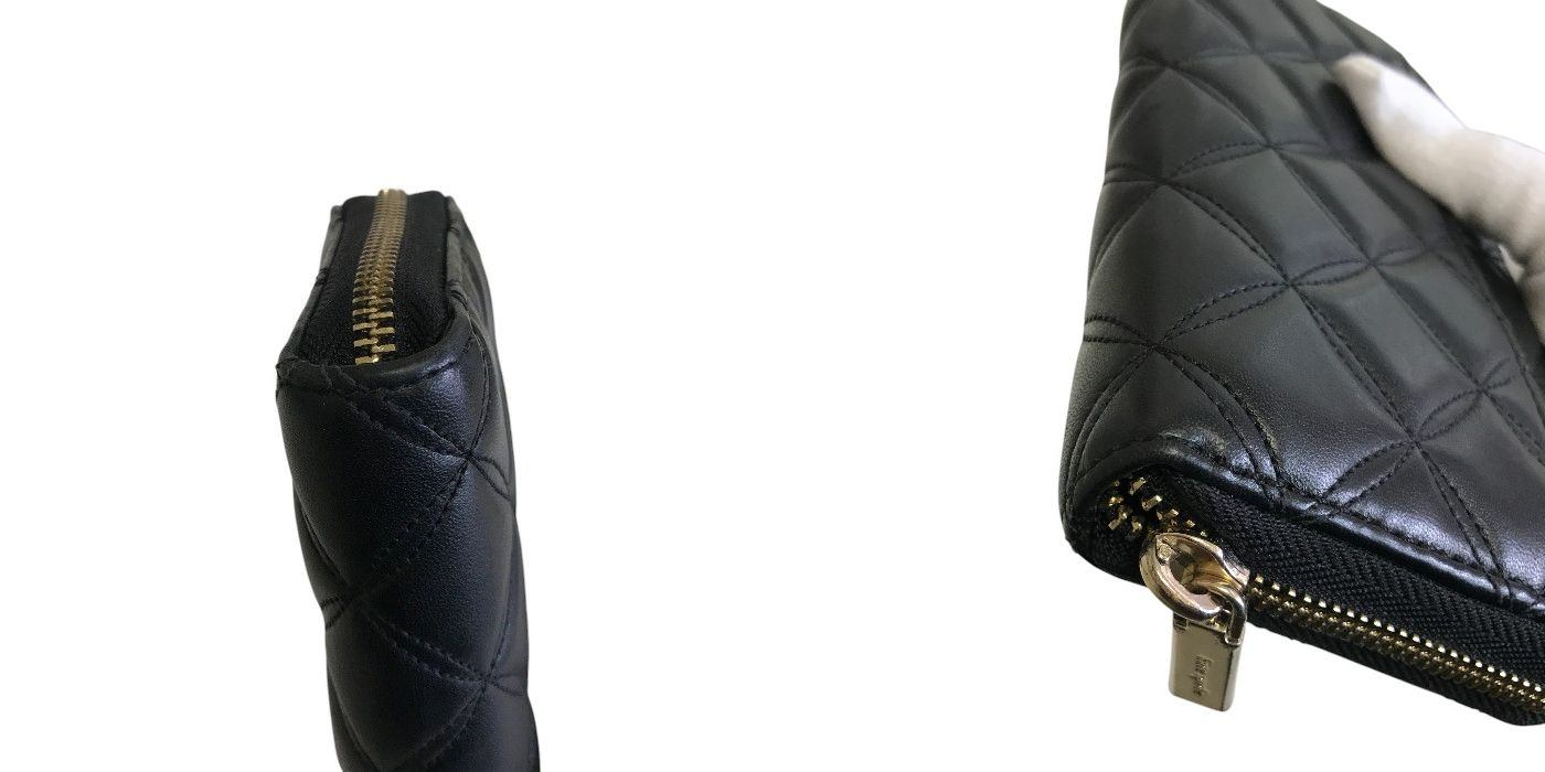 KATE SPADE ケイトスペード 長財布 レディース WLRU6340 001 ブラック レザー 札入れ カード入れ 小銭入れ 中古 W1