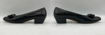 Salvatore Ferragamo サルヴァトーレフェラガモ ヴァラリボン 型押しレザー パンプス サイズ8(約25.5cm) 中古 D4