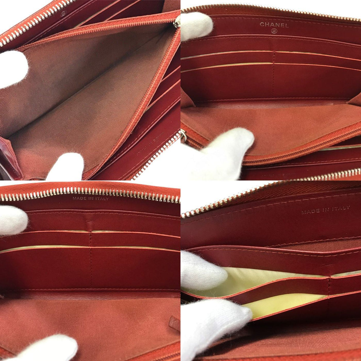 CHANEL シャネル マトラッセ 長財布 レディース ラウンドジップ ファスナー キャビアスキン キルティング レッド/シルバー金具 A50097 中古 T1