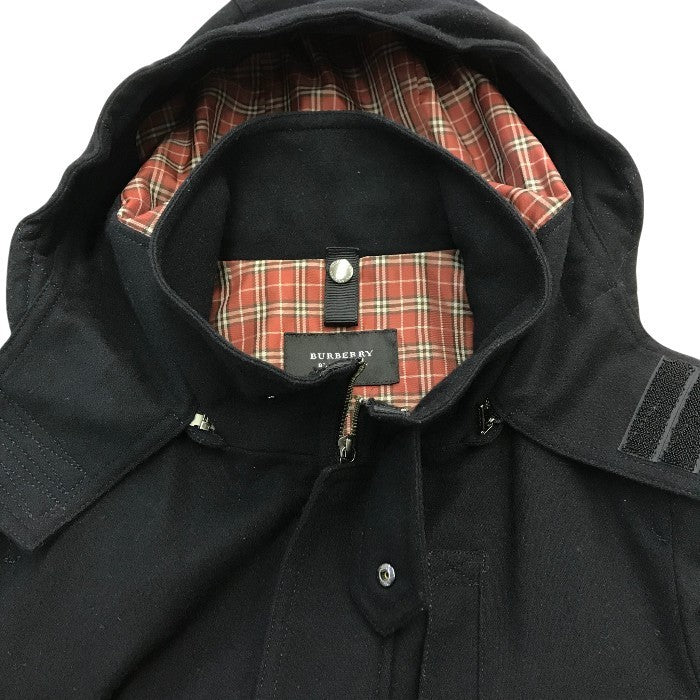 BURBERRY バーバリー ブラックレーベル ウールコート メンズ 冬 BLACK LABEL フード取り外し可 ブラック Mサイズ D1F30-628-28 中古 T1