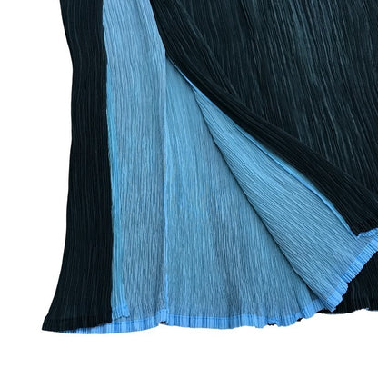 ISSEY MIYAKE イッセイミヤケ ホワイトレーベル ロングスカート レディース プリーツ フレア スリット グリーン/ブルー 2サイズ IM42FG213 中古 T1