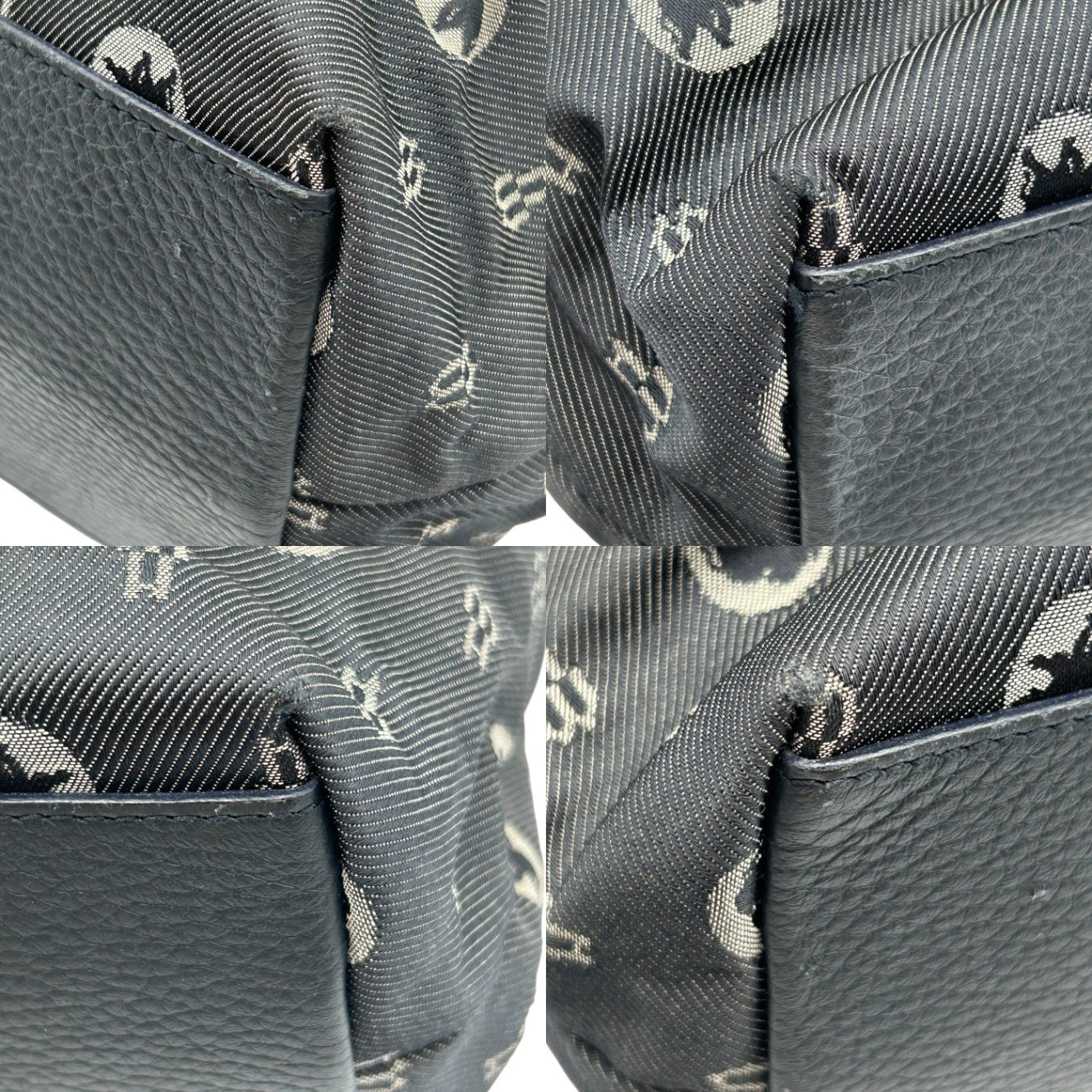 HUNTING WORLD ハンティングワールド ハンドバッグ 鞄 丸ハンドル ブランド レザー キャンバス 中古 W４