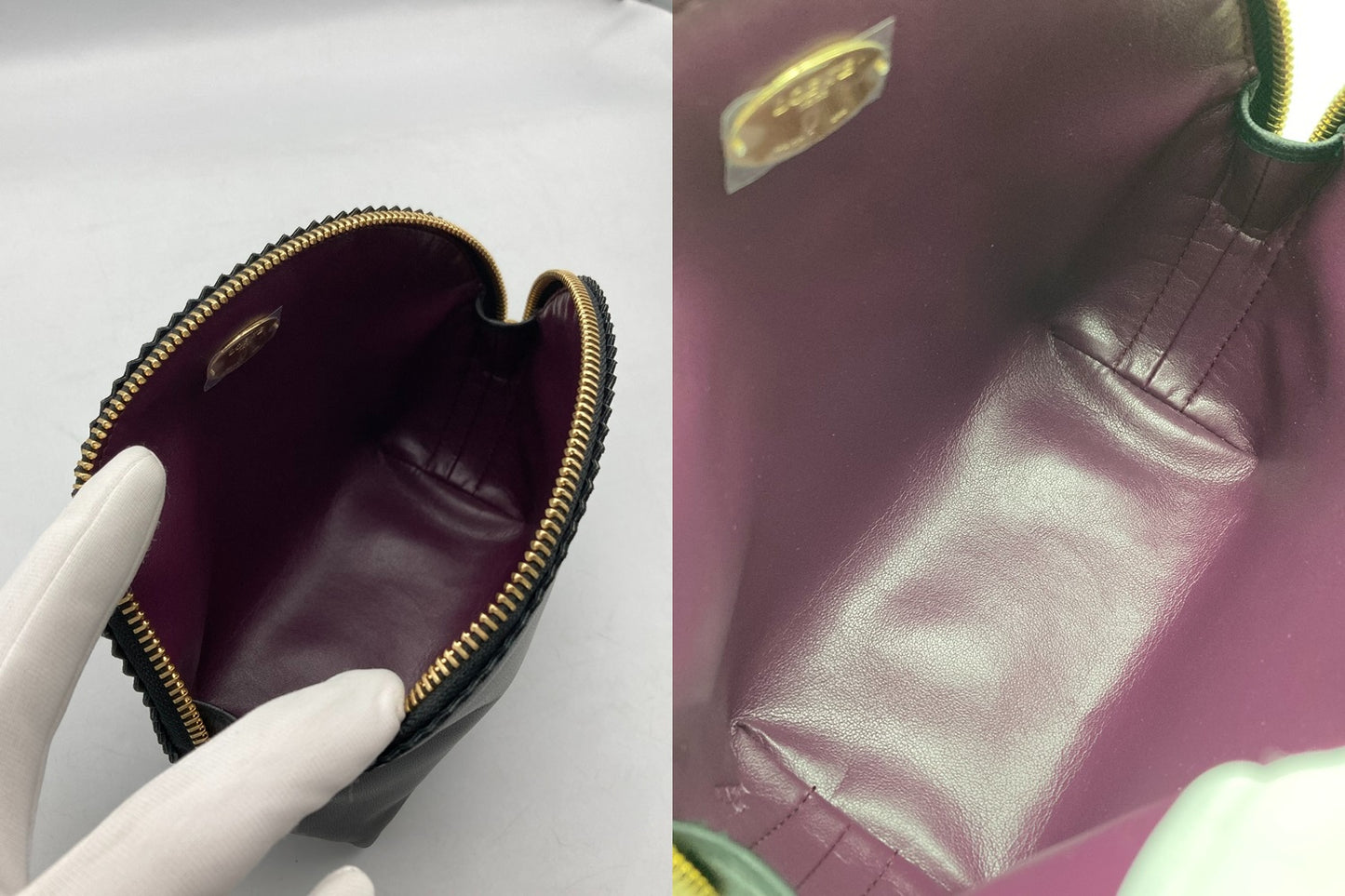 LOEWE ロエベ ナッパレザー 化粧ポーチ/コスメポーチ アナグラム ブラック 中古 D4