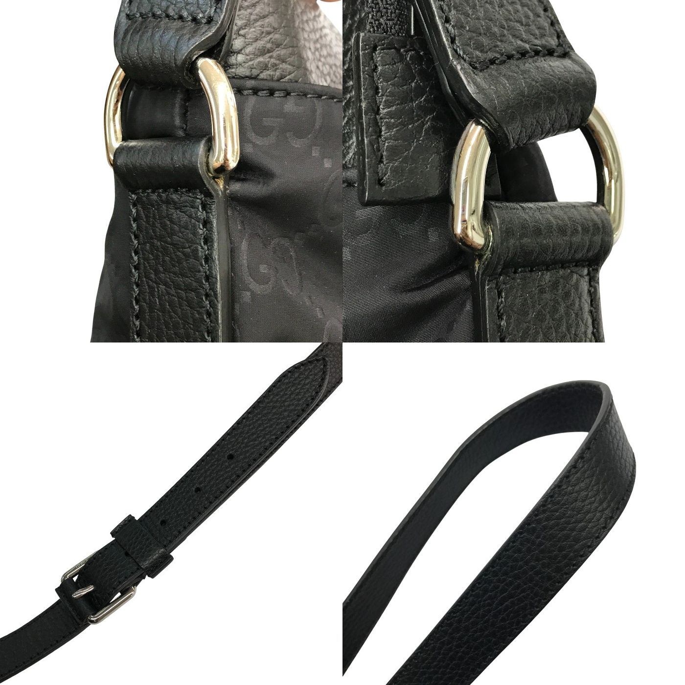 GUCCI グッチ ショルダーバッグ ユニセックス GG柄 ナイロン系/レザー 斜め掛け ブラック 510342 中古 T1