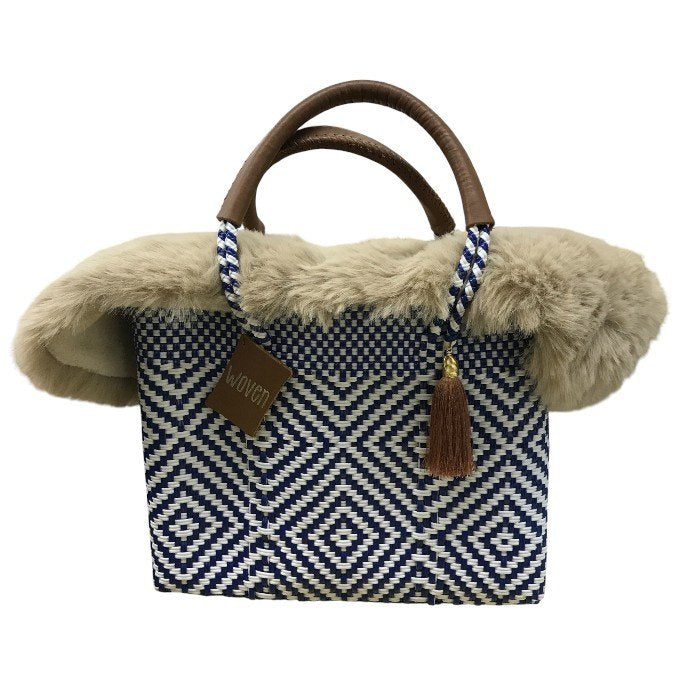 WOVEN ウーヴン メルカドバック レディース ネイビー ホワイト 中古 N1