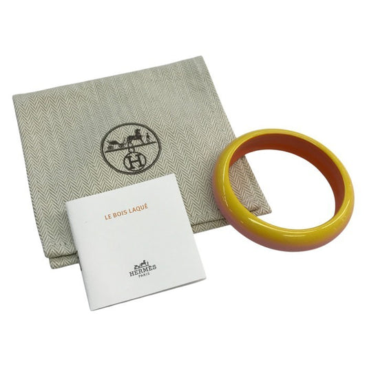 HERMES エルメス フュージョン ラッカーウッド バングル レディース ブレスレット ジュエリー グラデーション イエロー/ピンク/オレンジ 中古 T1