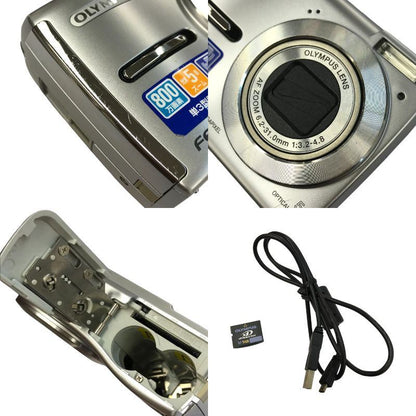 OLYMPUS オリンパス コンパクトデジタルカメラ シルバー 光学5倍ズーム 旅行時 乾電池式 FE-310 中古 T1
