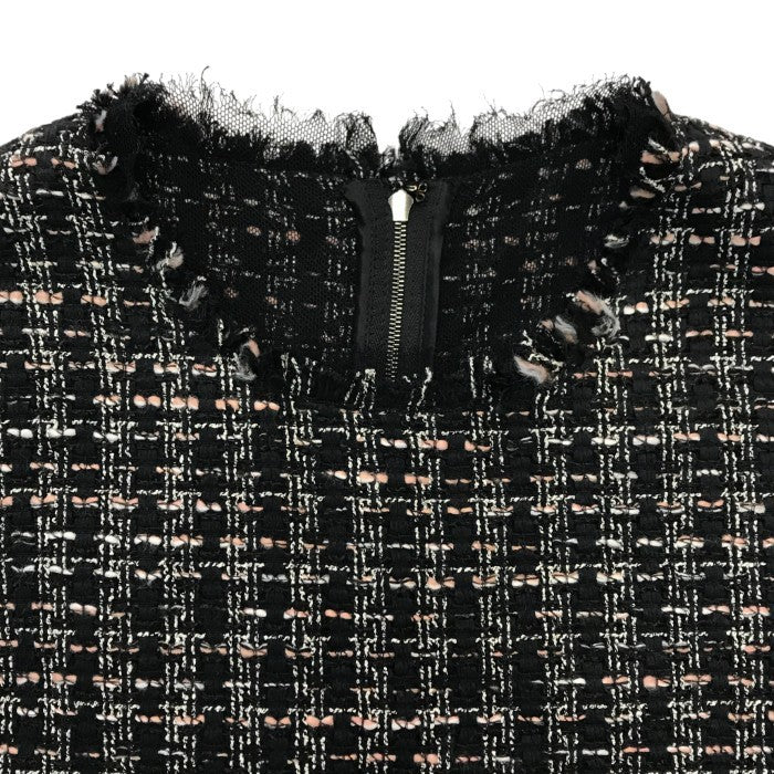 DOLCE＆GABBANA ワンピース レディース コットン ツイード ノースリーブ 膝丈 カットオフ 切りっぱなし ブラック 42サイズ F68C7T 中古 T1