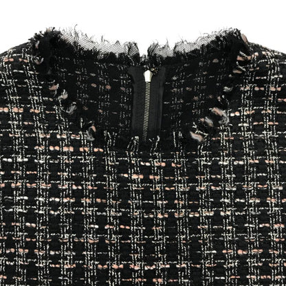 DOLCE＆GABBANA ワンピース レディース コットン ツイード ノースリーブ 膝丈 カットオフ 切りっぱなし ブラック 42サイズ F68C7T 中古 T1