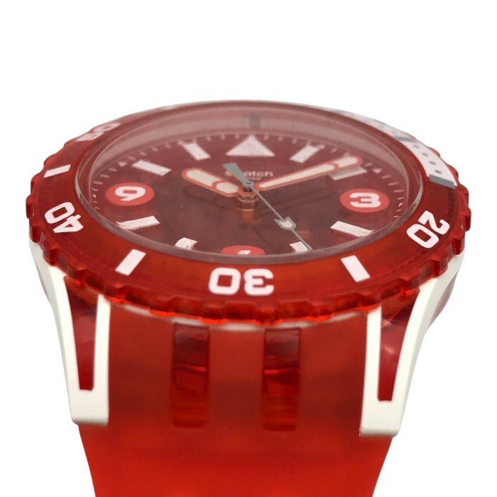 Swatch スウォッチ SCUBAQUA スウォッチ 腕時計 メンズ アナログ クォーツ ラウンド 透明 レッド/ホワイト SSCU09R100 中古 T1