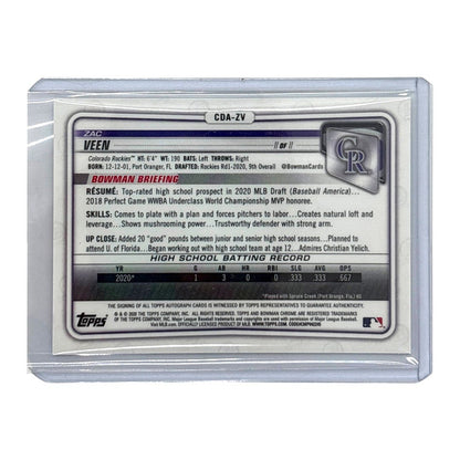 TOPPS MLBカード BOWMAN CHROME 1ST ZAC VEEN COLORADO ROCKIES #CDA-ZV 中古 IT1