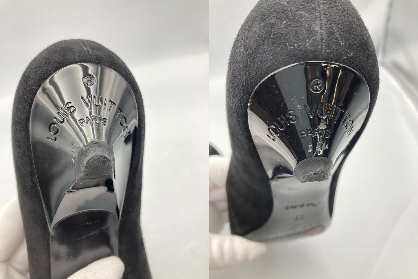 LOUIS VUITTON ルイヴィトン ポインテッドトゥ ローヒール パンプス サイズ37 ブラック 中古 D4