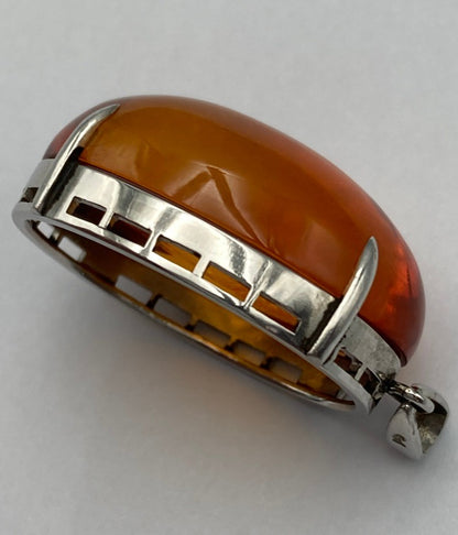 琥珀 インタリオ ペンダントトップ フラワー 中古 D4