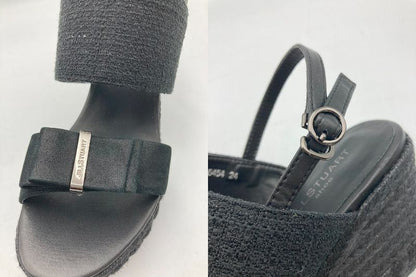 JILL STUART shoe ジルスチュアート リボンモチーフ プラットフォームジュートサンダル 24.0cm 中古 D4