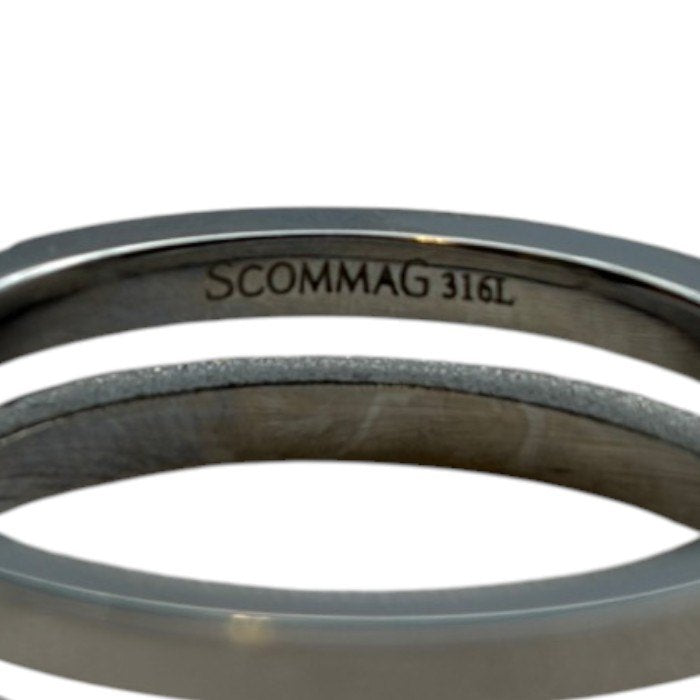 SCOMMAG エスカマジー クロスストーン リング 21号 指輪 メンズ レディース ステンレススチール アクセサリー 中古 W1