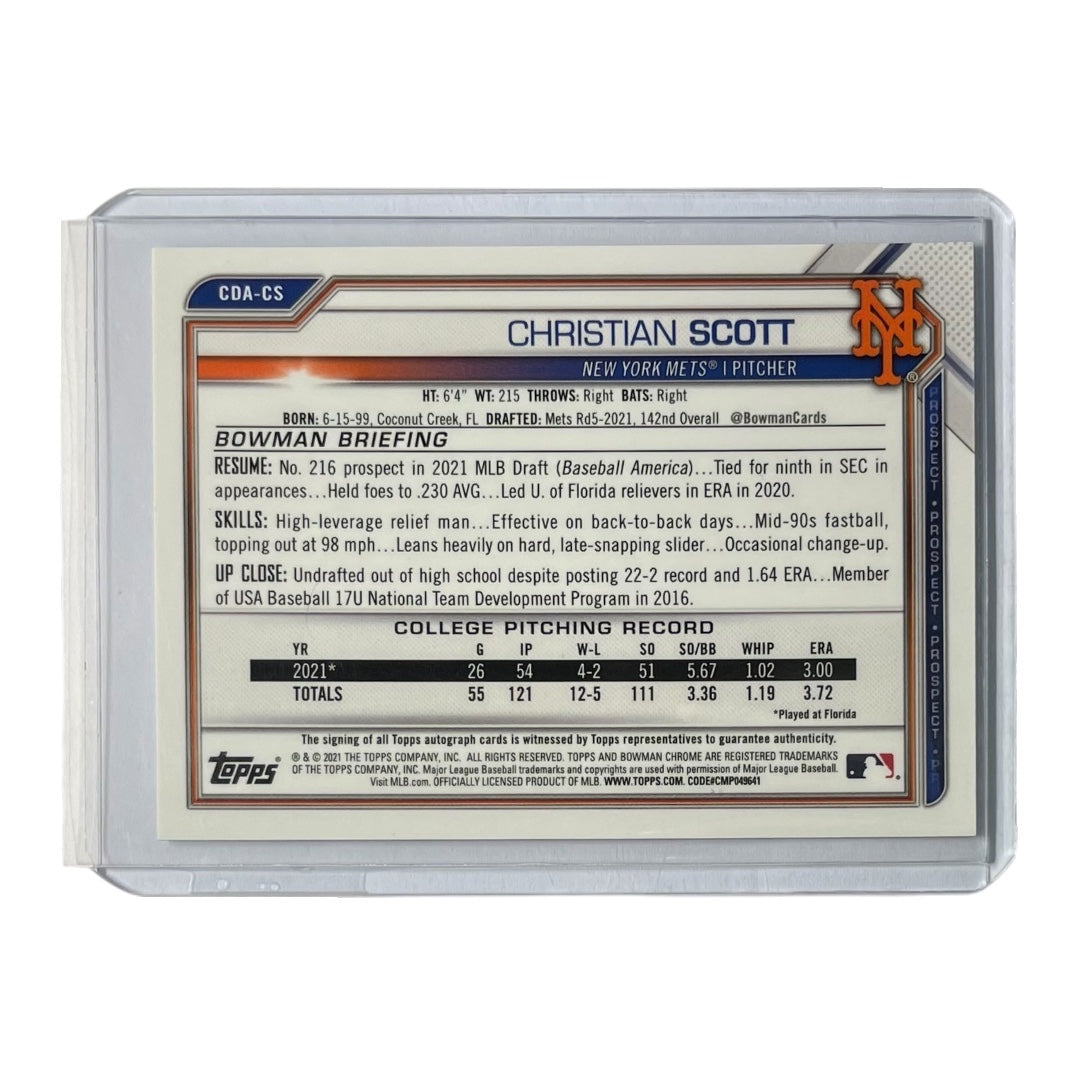 TOPPS MLBカード BOWMAN CHROME 1ST CHRISTIAN SCOTT NEW YORK METS #CDA-CS 中古 IT2