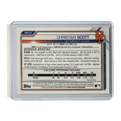 TOPPS MLBカード BOWMAN CHROME 1ST CHRISTIAN SCOTT NEW YORK METS #CDA-CS 中古 IT2