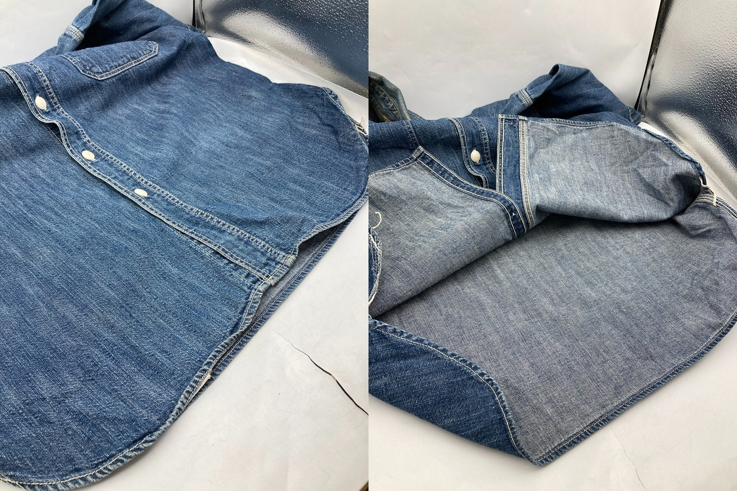 ジョー マッコイ 8HOUR UNION ワッペン 半袖 デニムシャツ メンズ 中古 D4