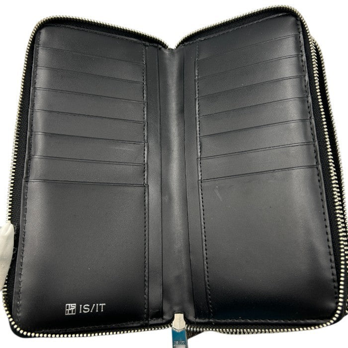 is/it イズイット レザー 長財布 メンズ レディース 大容量 ラウンドファスナー ダブルファスナー 中古 W４