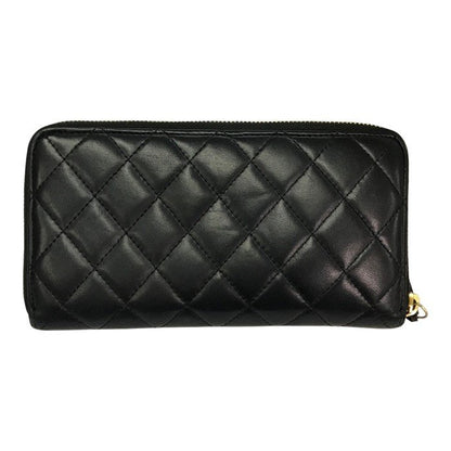 CHANEL シャネル マトラッセ 長財布 レディース ラウンドジップ ファスナー ココマーク キルティング ダイヤモンドステッチ ブラック 中古 T1