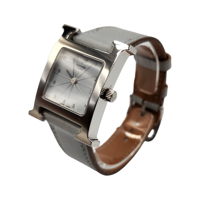 HERMES エルメス Hウォッチ 腕時計 レディース アナログ クォーツ アイスブルー HH1-210 スクエア 中古 T1