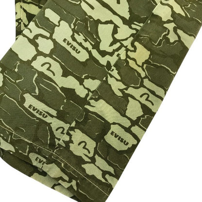 EVISU エヴィス ショートパンツ メンズ コットン ハーフパンツ 短パン カモメ カモフラ 迷彩 カーキグリーン 36サイズ 2001 中古 T1