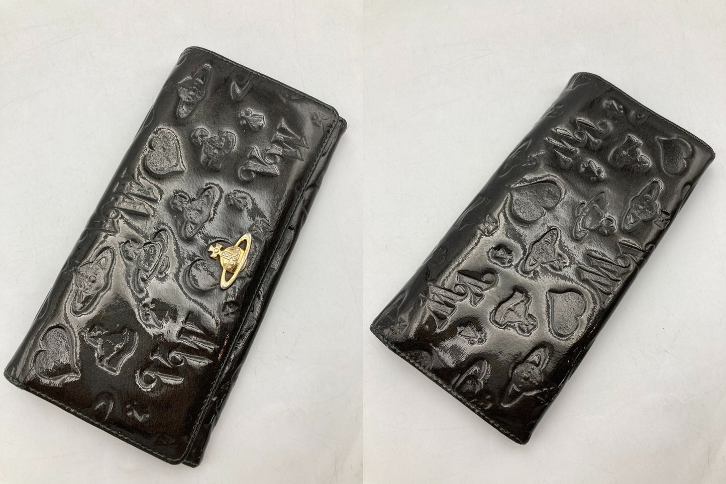 Vivienne Westwood ヴィヴィアンウエストウッド エナメル 2つ折り 長財布 中古 D4