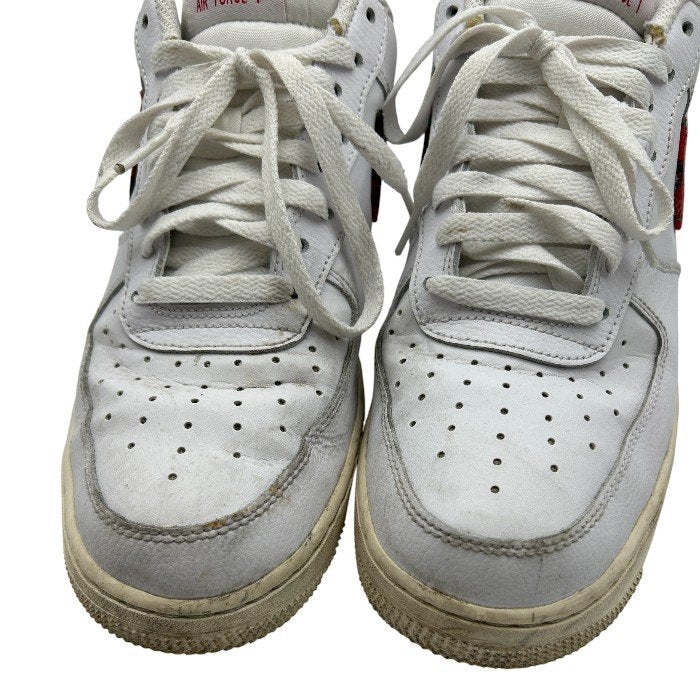 NIKE ナイキ エアフォース1 スニーカー メンズ ホワイト/レッドチェック 27cm DV0789 100 靴 シューズ かっこいい おしゃれ 中古 W1