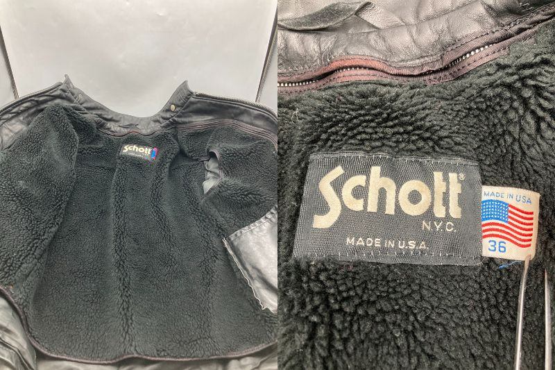 Schott ショット シングルライダース レザージャケット ボアライナー付 07203 サイズ36 中古 D4