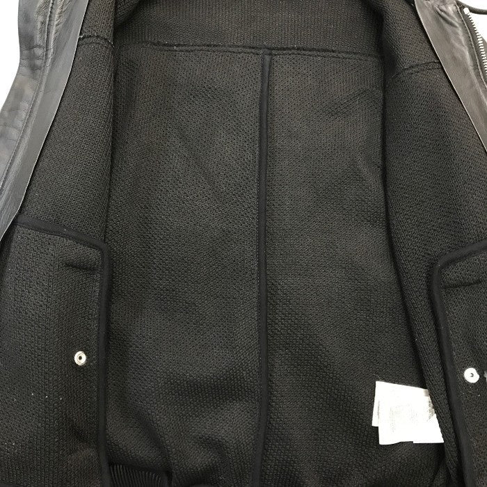 DIESEL ディーゼル レザーパーカー メンズ シープスキン 羊革 フルジップ ジャケット エンボス加工 フード ブラック Mサイズ 中古 T1