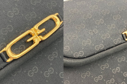 GUCCI グッチ マイクロGG サテン チェーン ショルダー バッグ ヴィンテージ ブラック 中古 D4