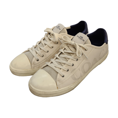 COACH コーチ スニーカー メンズ パンチング レザー ローカット レースアップ オフホワイト 27cm FG4671 中古 T1