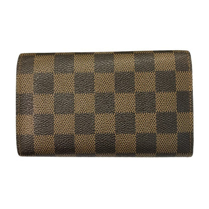 LOUIS VUITTON ルイヴィトン ダミエ エベヌ ポルトモネビエトレゾール 財布 2つ折り 小銭入れ付き ブラウン N61730 中古 T1