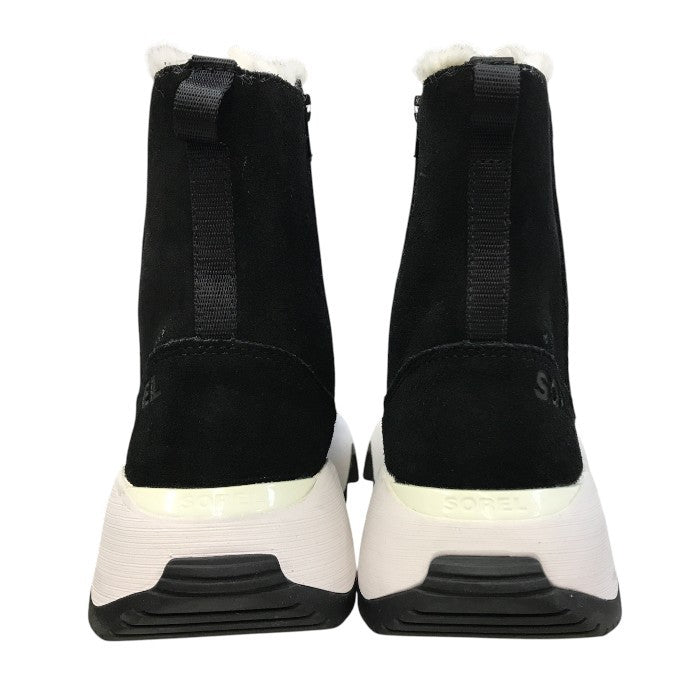 SOREL ソレル キネティック インパクト ショートブーツ レディース 秋冬 厚底 ファー Black/Sea Salt 22.5cm NL5196 中古 T1