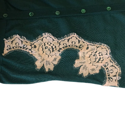 DOLCE＆GABBANA ドルチェ＆ガッバーナ レースコンビ カーディガン 38 トップス グリーン レディース 春 中古 W1